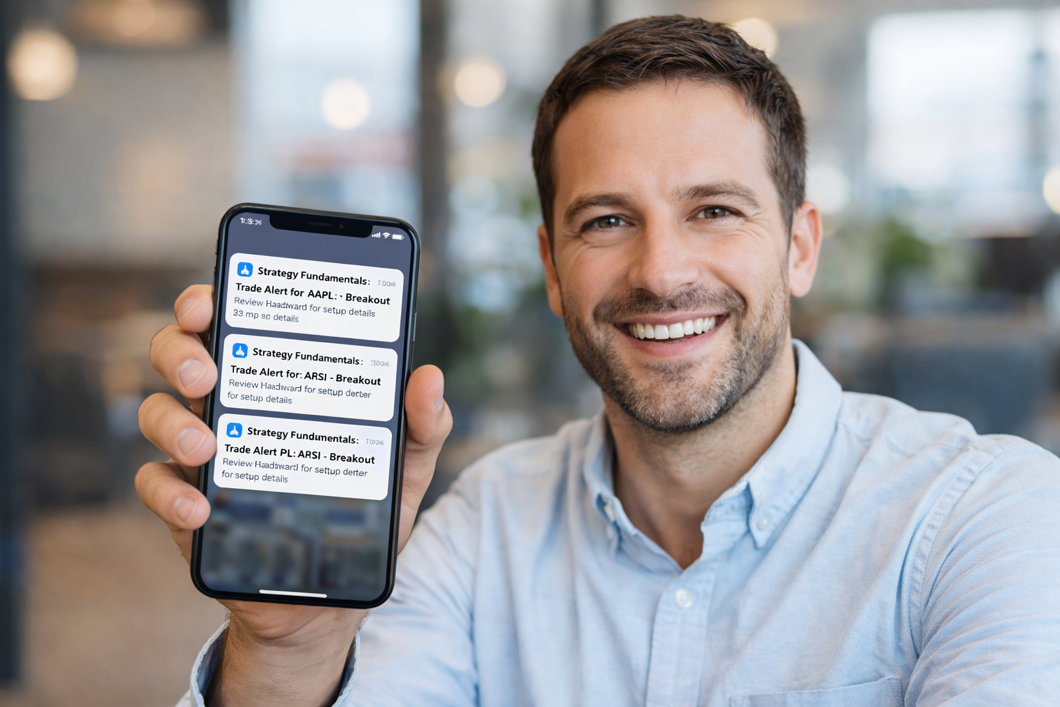 Trader reviewing signals on a dashboard